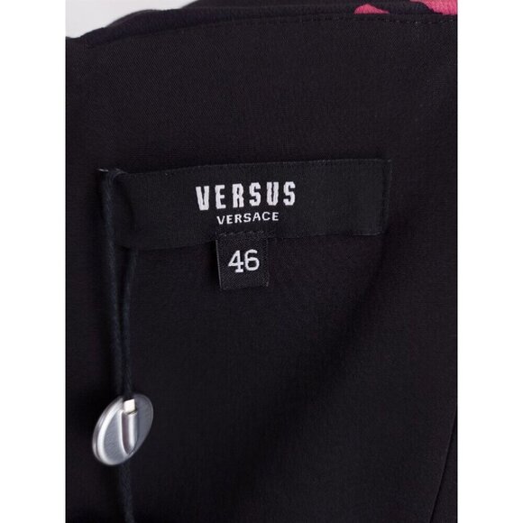 Versus Versace Strapless Floral-print Silk-crepe Mini Dress 46 US 10 Black Pink - Picture 12 of 15